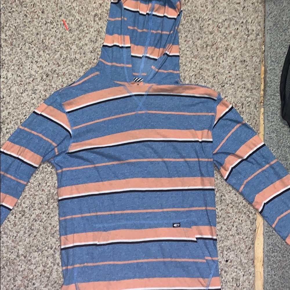 Blue & Orange Striped Hoodie